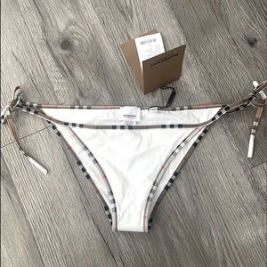 COPY - Burberry Swim Bottom Bikini White Small S Vintage Check Tan Designer Sid…